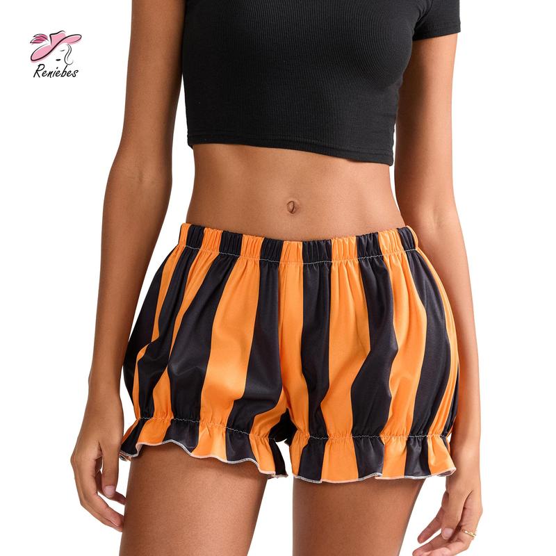 Women's Fashion Bloomers Shorts Halloween Stripe Elastic Waist Short Pants Summer Casual Shorts