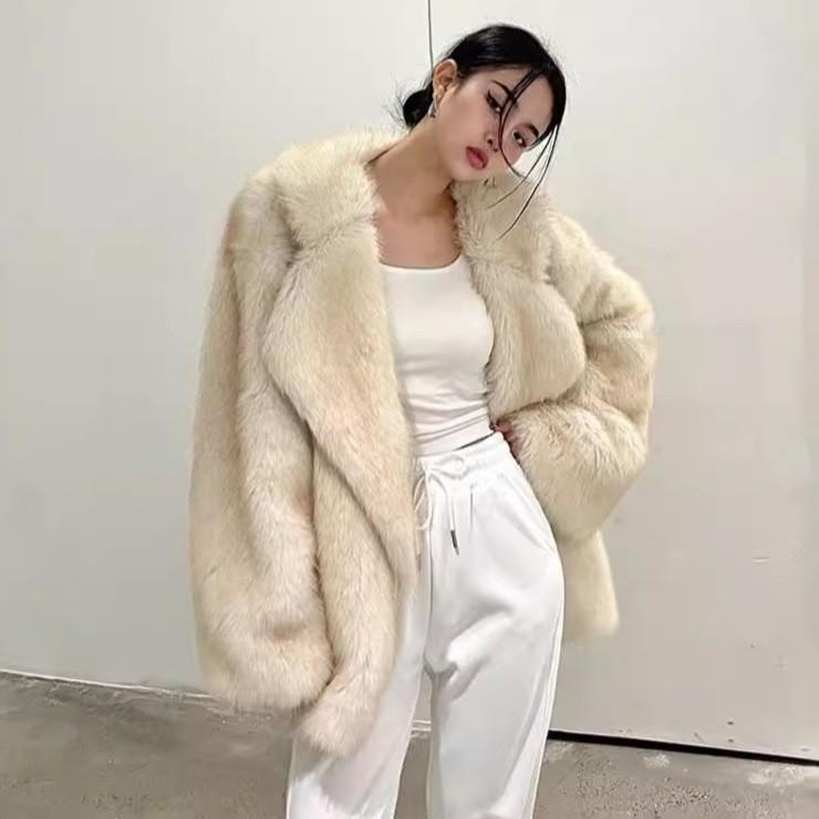 New Toka Faux  Fur Coat Women's Mid-Length Elegant Lapel Loose Internet Hot Plush Coat Womenswear Jackets