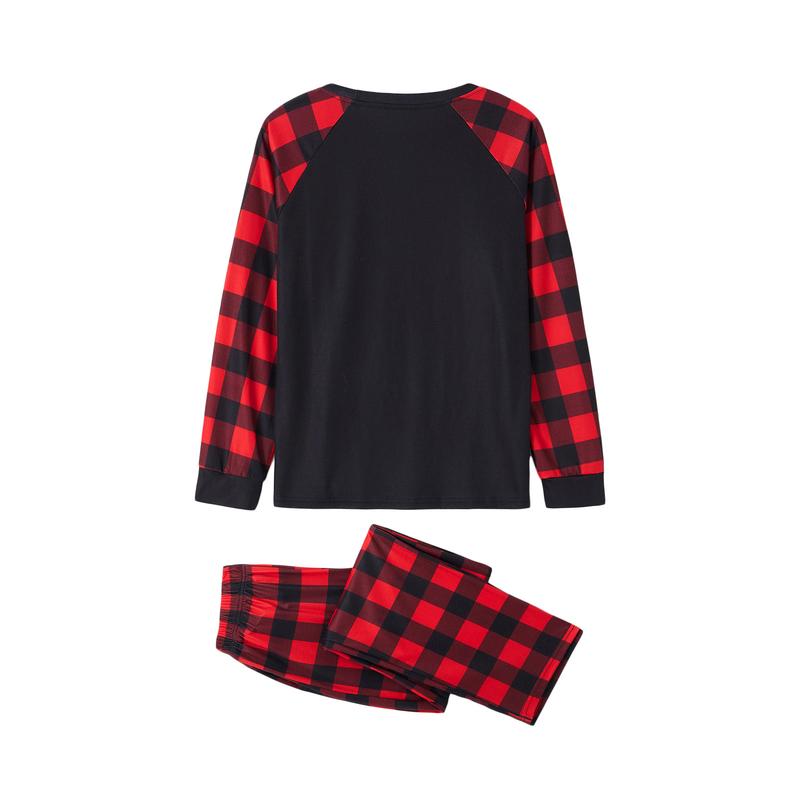 Hot Family Matching Christmas Pajamas, Baby Romper Letter Christmas Hat Print Long Sleeve Tops + Plaid Pants Sleepwear Set