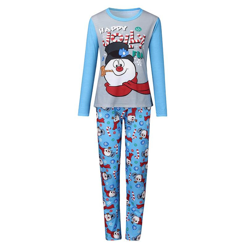 New Family Matching Christmas Pajamas Set Cotton Christmas Snowman Print T-Shirt Pants Pajamas for Family