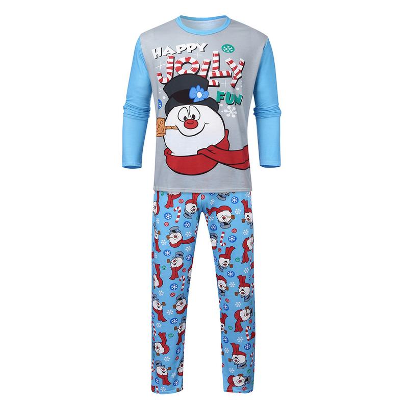 New Family Matching Christmas Pajamas Set Cotton Christmas Snowman Print T-Shirt Pants Pajamas for Family