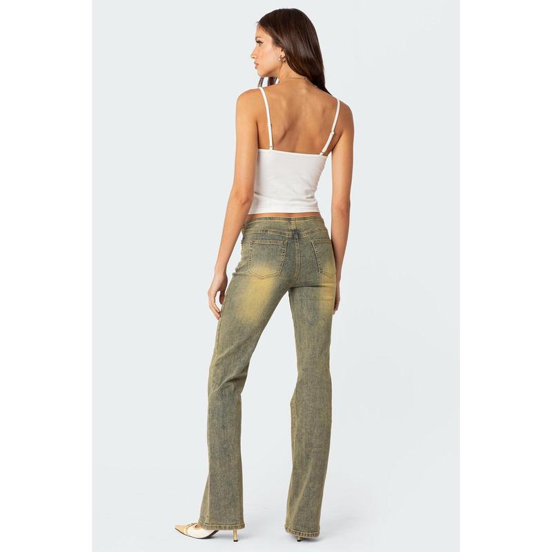 Maris Low Rise Washed Flared Jeans