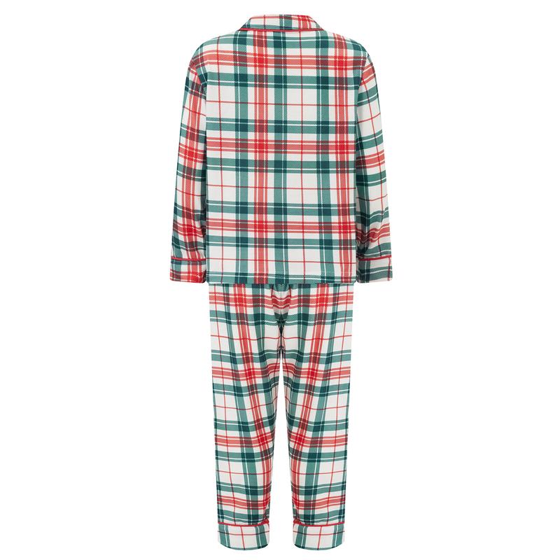 Matching Christmas Pajamas For Family Plaid Print Holiday Pajamas Sleepwear Tops Pants Dress