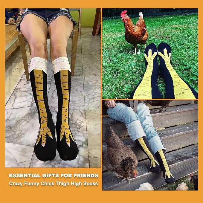 3 Pairs Chicken Leg Socks, 3D Chicken Socks, Funny Knee-High Chicken Feet Socks, Chicken Legs Socks,Funny Birthday Party Christmas Gifts Chicken Leg Socks For Men Women Kids