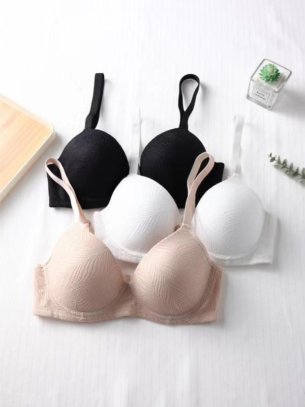 Women's Solid Color Adjustable Strap Push Up Bra, Minimalist Hook & Eye Buckle Back Lingerie Top, Summer Bralette, Womenswear Underwear, Underwear, Lady, Basic