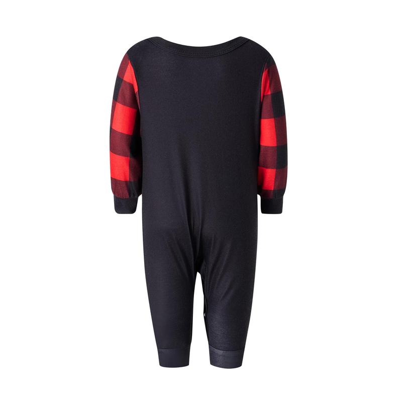 Hot Family Matching Christmas Pajamas, Baby Romper Letter Christmas Hat Print Long Sleeve Tops + Plaid Pants Sleepwear Set