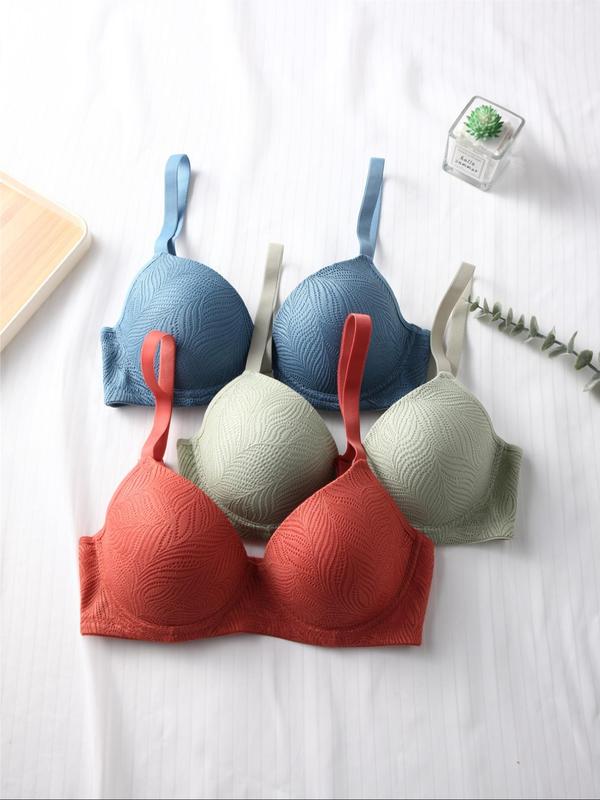 Women's Solid Color Adjustable Strap Push Up Bra, Minimalist Hook & Eye Buckle Back Lingerie Top, Summer Bralette, Womenswear Underwear, Underwear, Lady, Basic