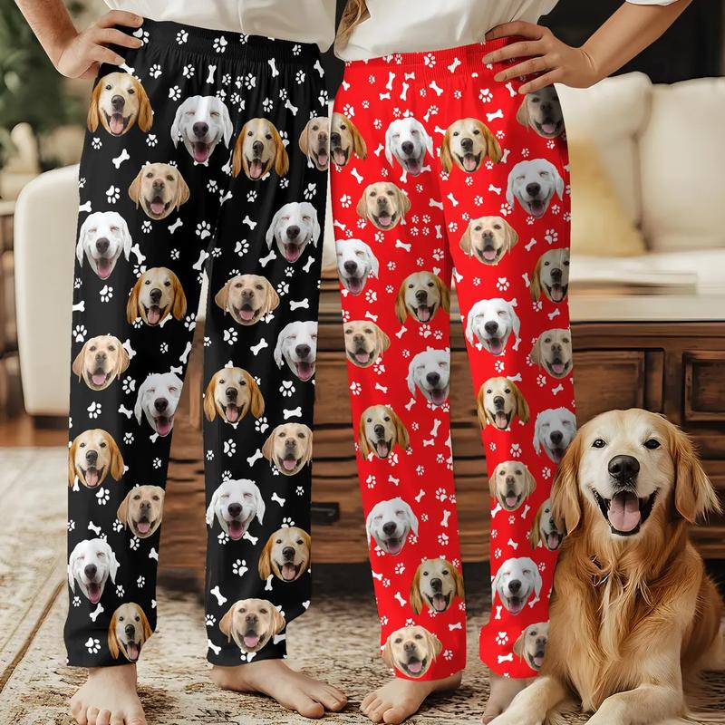 Custom Photo Pajamas - Personalized Face Unisex Pajama Pants for Women Men - Home Wear Set - Lounge-wear, Men's Wear Pajama Set Nightwear Silk