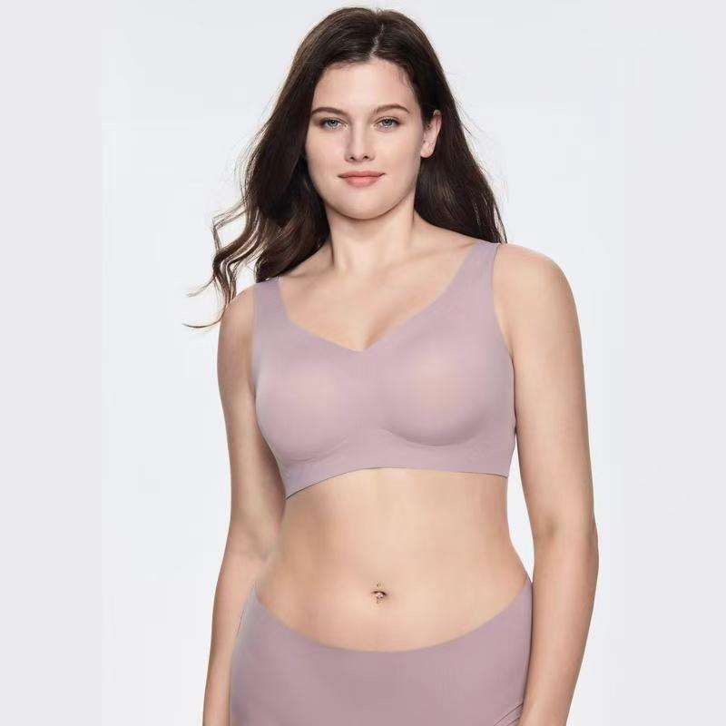 Jelly Wireless T-shirt Bra - seamless,magic uplifting, full coverage, anti-slip, Plus Size Friendly, Comfortable,Soft, Womenswear, Everyday, PushUp, Spandex, Underwear, Lady,Clothing, Basic, Vneck Gamis Clothe