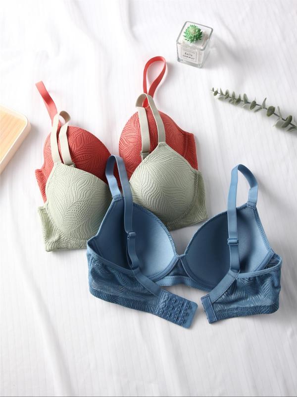 Women's Solid Color Adjustable Strap Push Up Bra, Minimalist Hook & Eye Buckle Back Lingerie Top, Summer Bralette, Womenswear Underwear, Underwear, Lady, Basic