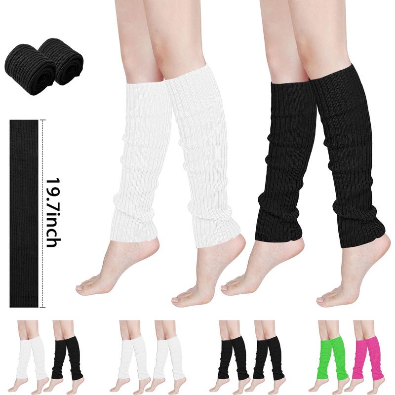 Leg Warmers for Women 80s 90s Outfit Fashion Neon Ribbed Leg Socks Fashion Y2k Neon Accessories Sports Yoga (2 Pairs)