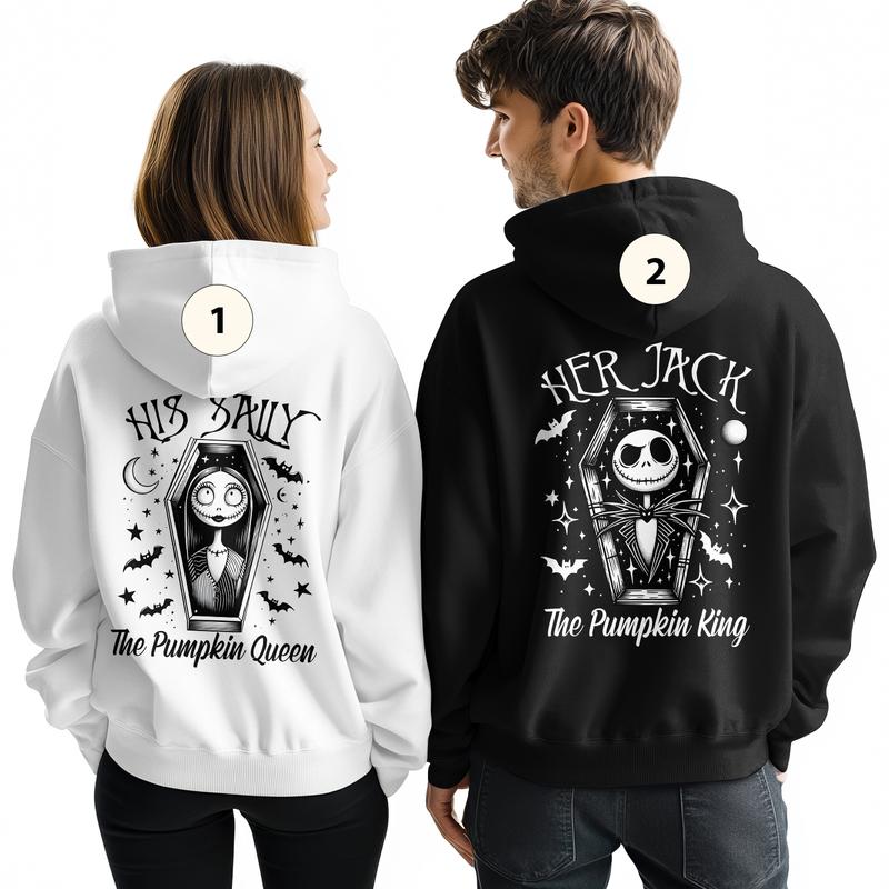 Jack And Sally Couple Hoodie, Her Jack His Sally Couple Sweatshirt, King Queen Couple Shirt, Valentine's Day Gift For Her Him, Anniversary Gifts