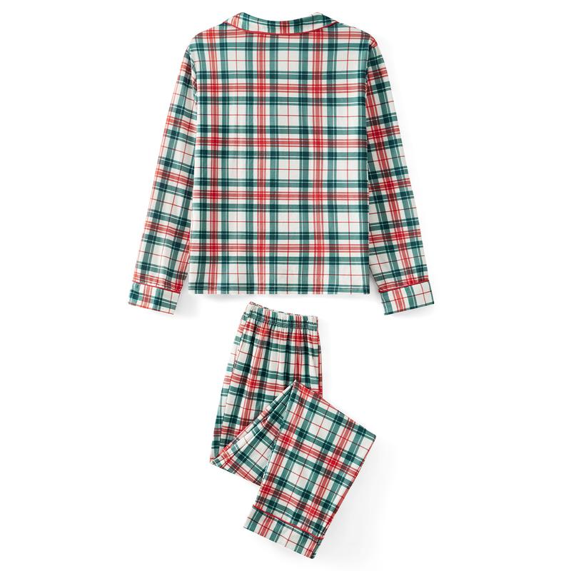 Matching Christmas Pajamas For Family Plaid Print Holiday Pajamas Sleepwear Tops Pants Dress