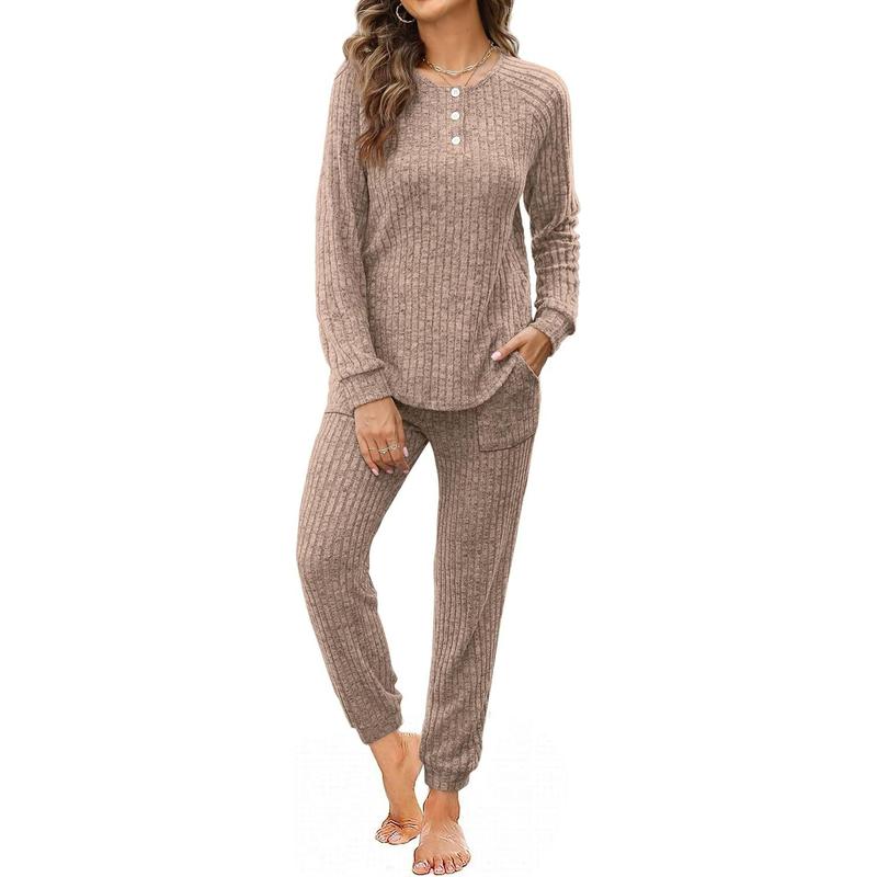 WIHOLL Two Piece Outfits for Women Lounge Sets Button Down Sweatshirt Sweatpants Sweatsuits Set with Pockets