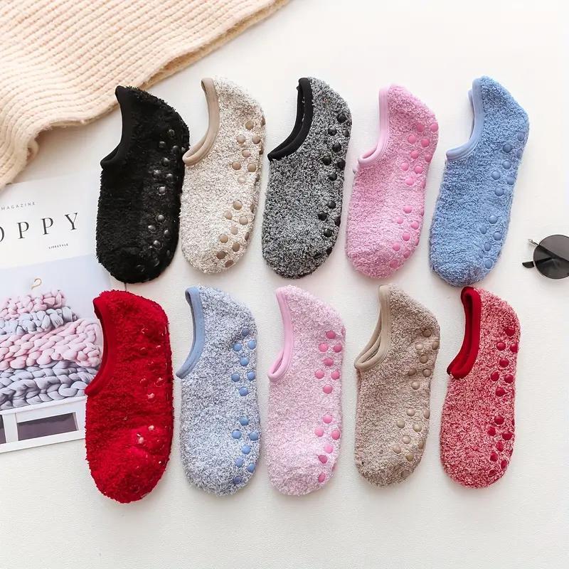 Women's Solid Color Fluffy Ankle Socks, 1 Pair Soft Comfy Warm Floor Socks for Fall & Winter, Women's Socks for Daily Wear