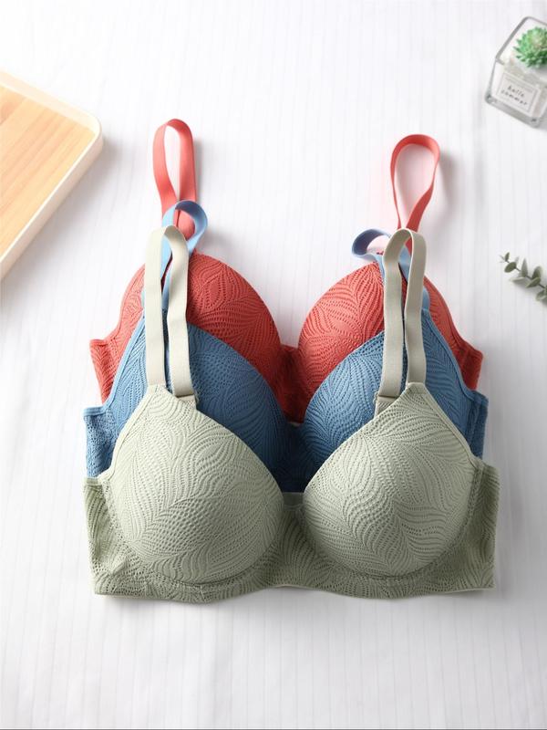 Women's Solid Color Adjustable Strap Push Up Bra, Minimalist Hook & Eye Buckle Back Lingerie Top, Summer Bralette, Womenswear Underwear, Underwear, Lady, Basic