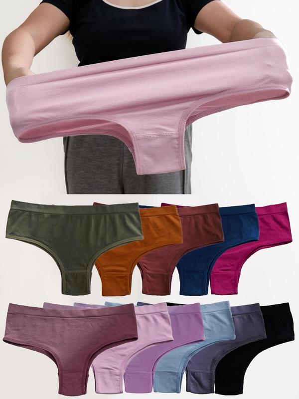 Women's Solid Color Drop Waist Panty, Soft Comfy Breathable Knicker for Daily Wear, Underwear for All Seasons