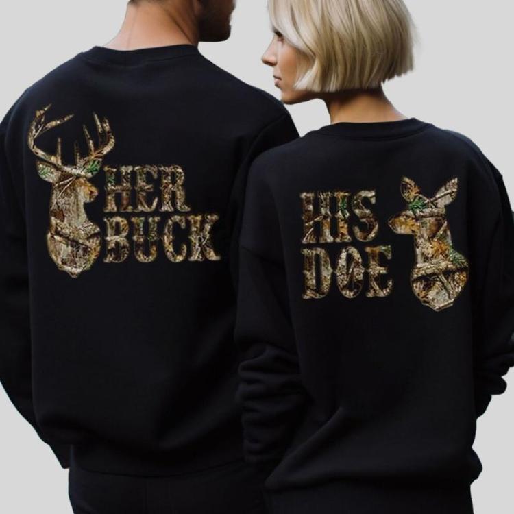 Her Buck His Doe Shirt, Camo Shirt, Hunting Couples T-shirt, Matching Deer Tee, Buck and Doe Shirt, Outdoor Couple Matching Shirt, BF Shirt, GF Shirt, Lover Matching Shirt, Unisex Couple Shirt Gift For Women, For Men