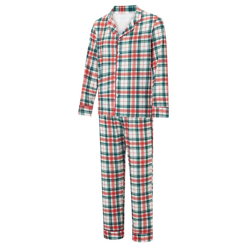 Matching Christmas Pajamas For Family Plaid Print Holiday Pajamas Sleepwear Tops Pants Dress