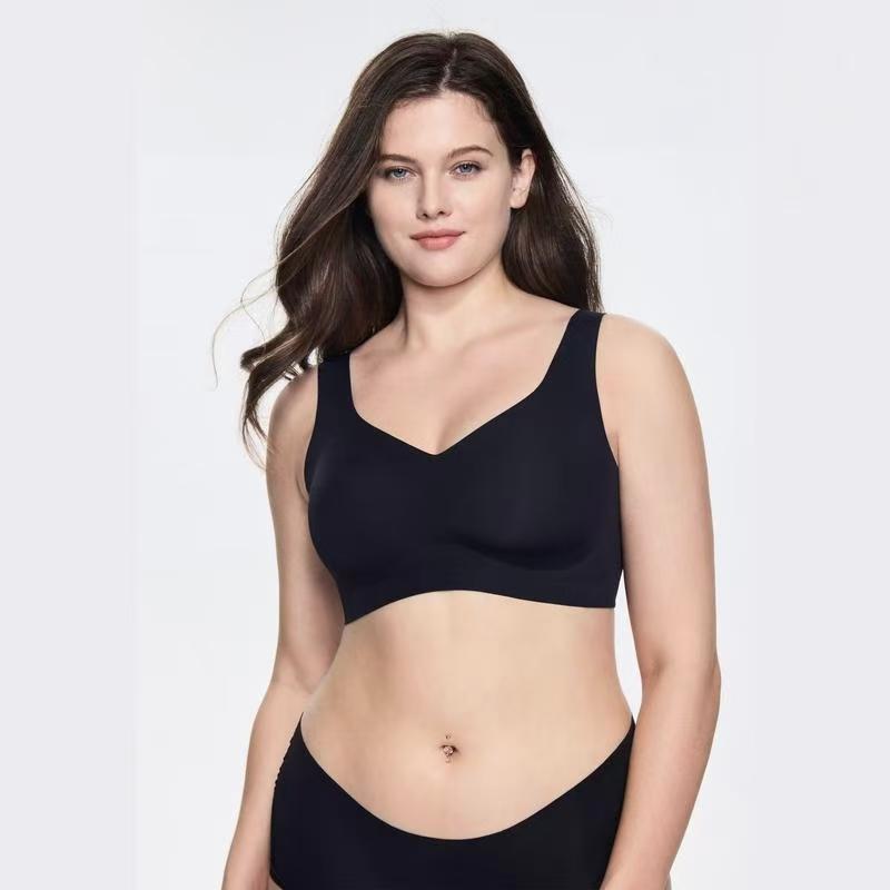 Jelly Wireless T-shirt Bra - seamless,magic uplifting, full coverage, anti-slip, Plus Size Friendly, Comfortable,Soft, Womenswear, Everyday, PushUp, Spandex, Underwear, Lady,Clothing, Basic, Vneck Gamis Clothe