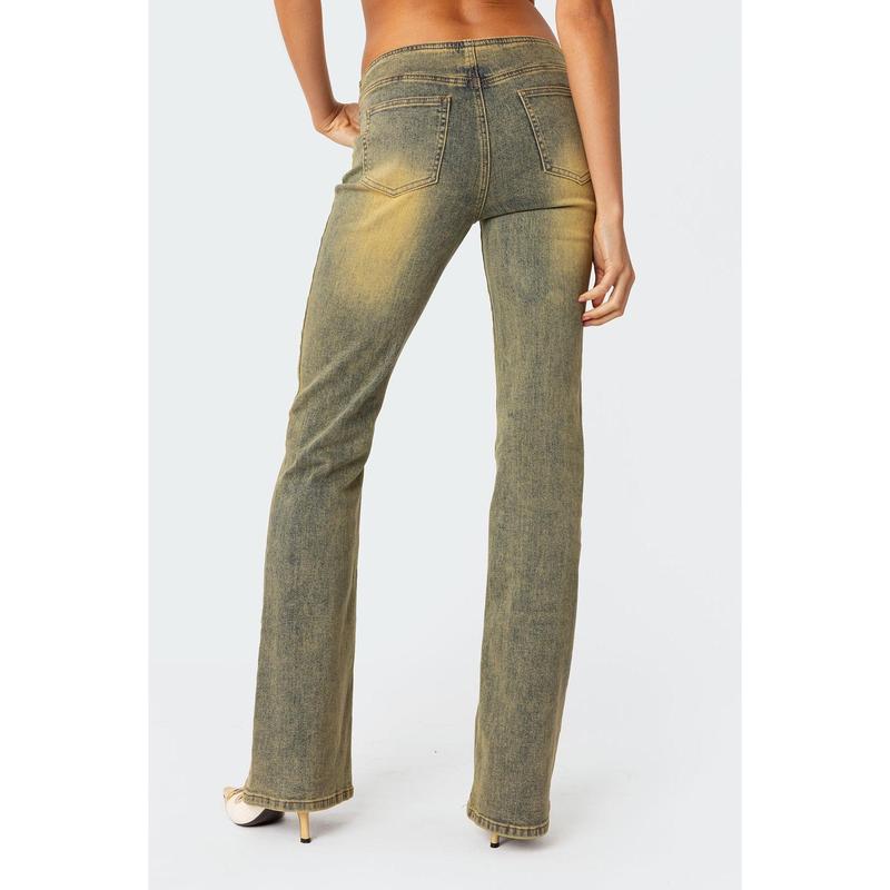 Maris Low Rise Washed Flared Jeans