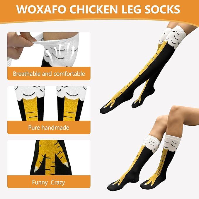 3 Pairs Chicken Leg Socks, 3D Chicken Socks, Funny Knee-High Chicken Feet Socks, Chicken Legs Socks,Funny Birthday Party Christmas Gifts Chicken Leg Socks For Men Women Kids