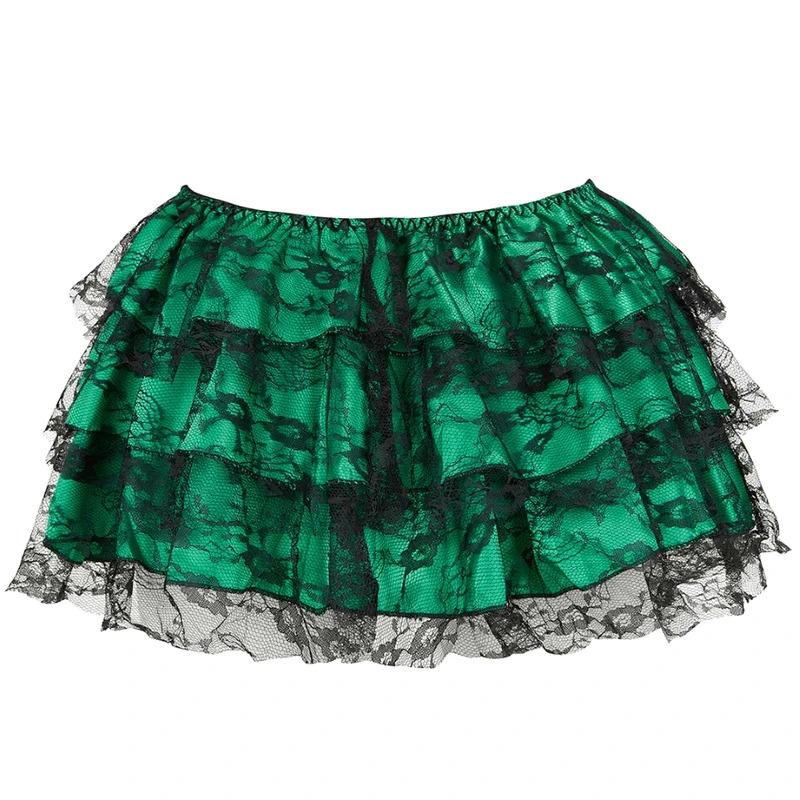 Sexy Layered Mesh Tulle Lace Mini Pleated Skirt Gothic Skirts Showgirl Party Dance Tutu Skirt Plus Size S-6XL Fabric Fit