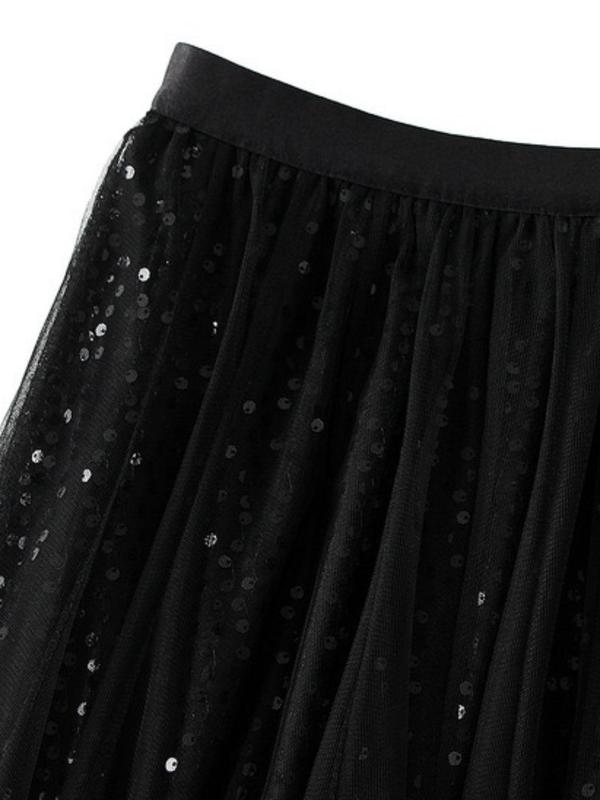 Women's Glitter Contrast Sequins A Line Skirt, Elegant Fashion Casual Skirt for Party Club Dating, Ladies Bottoms for All Seasons