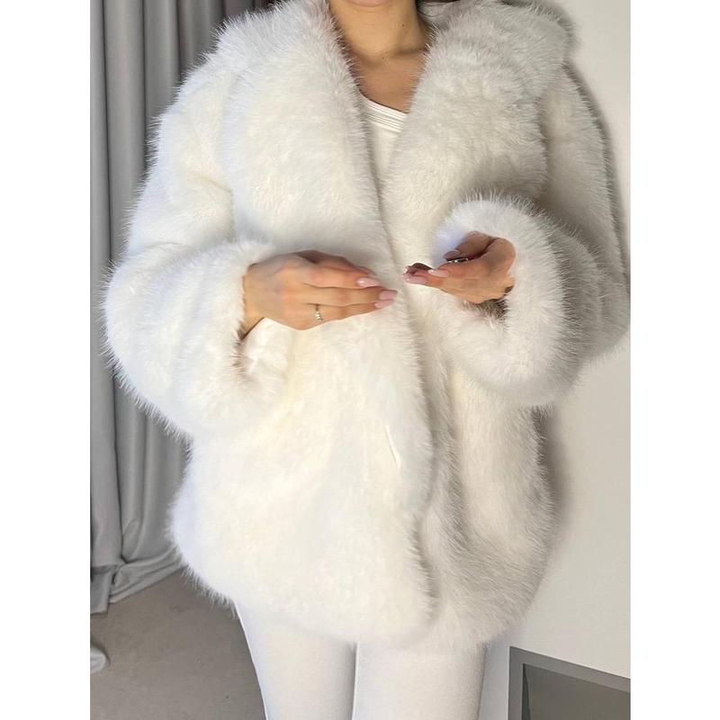 New Toka Faux  Fur Coat Women's Mid-Length Elegant Lapel Loose Internet Hot Plush Coat Womenswear Jackets