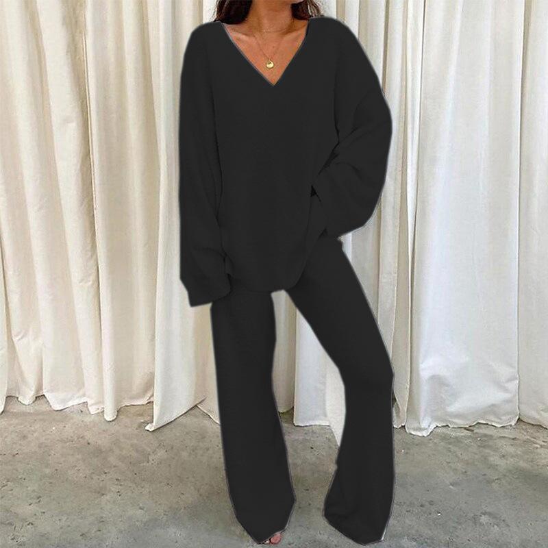 Women's Fuzzy Pajamas Sets Warm Winter Plush Soft V Neck Long Sleeve Tops and Pants 2 Piece Outfits Sleepwear Pjs