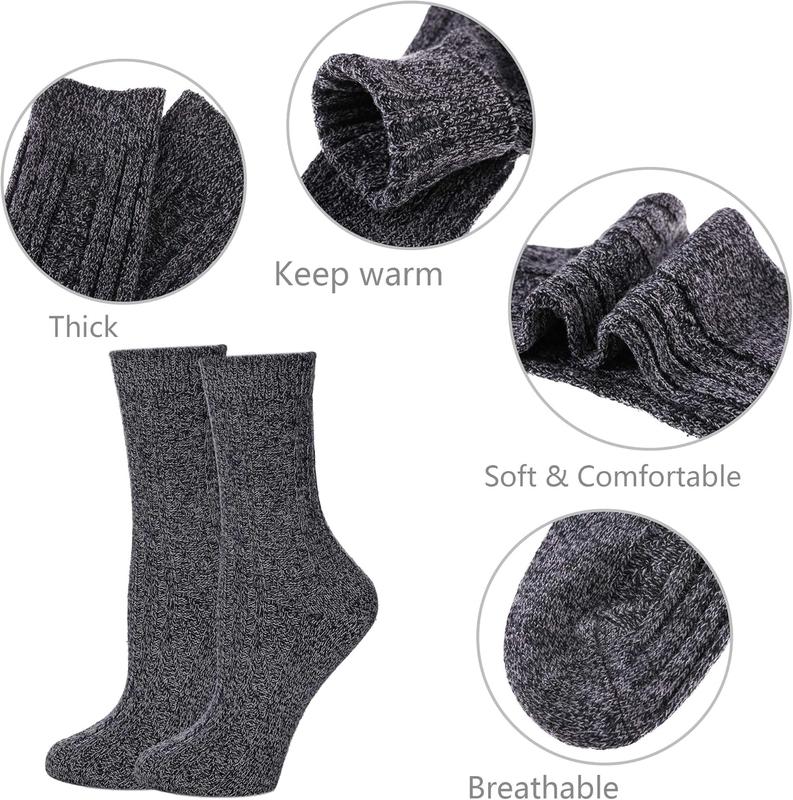 Womens 5 Pairs Soft Thick Comfort Casual Cotton Warm  Crew Winter Socks