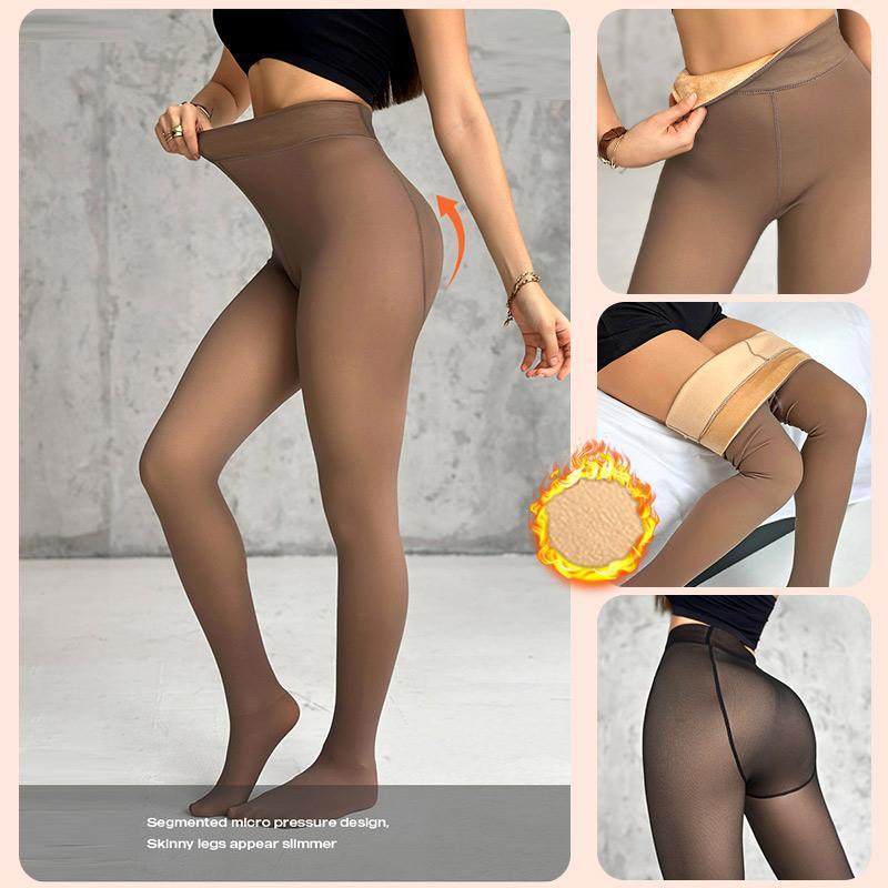 High Waist Fleece Lined Tights Fake Translucent Thermal Pantyhose Leggings Sheer Tights