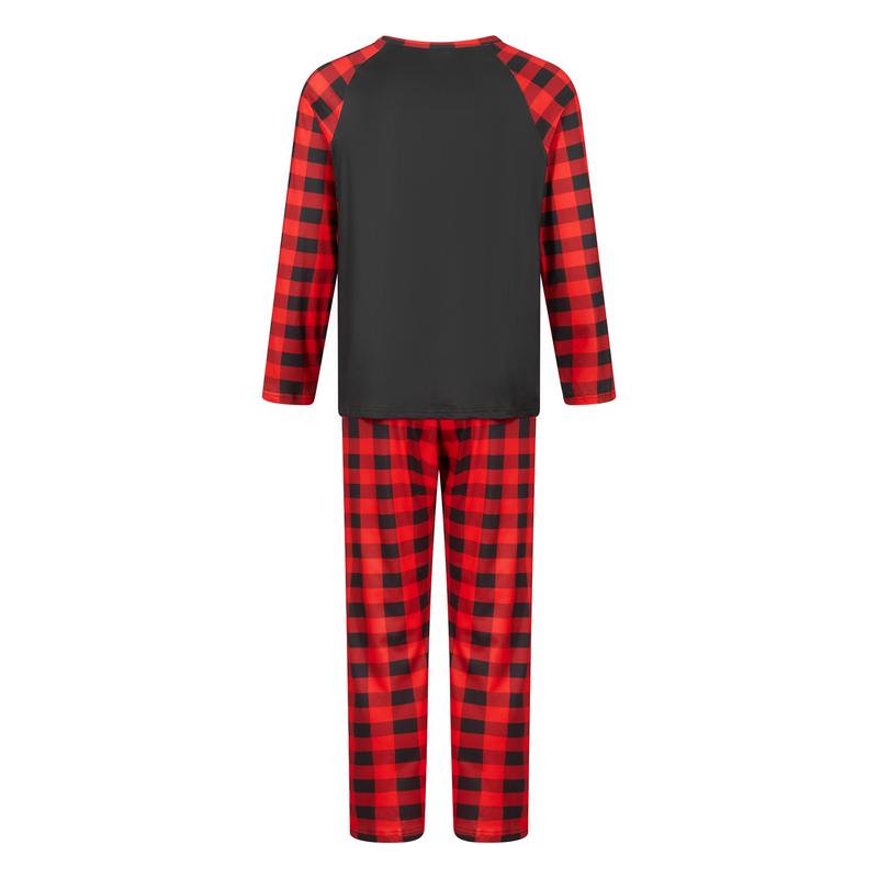 Family Matching Christmas Pajamas, Romper Clothes Letter Deer Print Long Sleeve Tops and Plaid Pants Sleepwear Set Womenswear Check