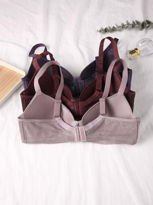 Women's Solid Hollow Out Adjustable Spaghetti Strap Push Up Bra, Soft Comfortable Breathable Underwire Lingerie Top, Lingerie for All Seasons