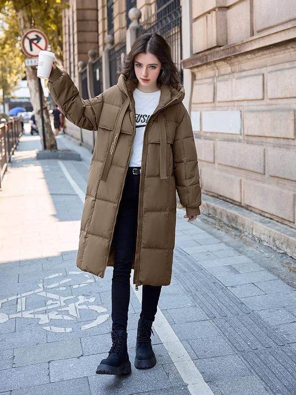 [US SELLER] 2024 Premium New winter coats for women Classic Hooded Long Puffer Coat Casual Long Sleeve Basic Jackets