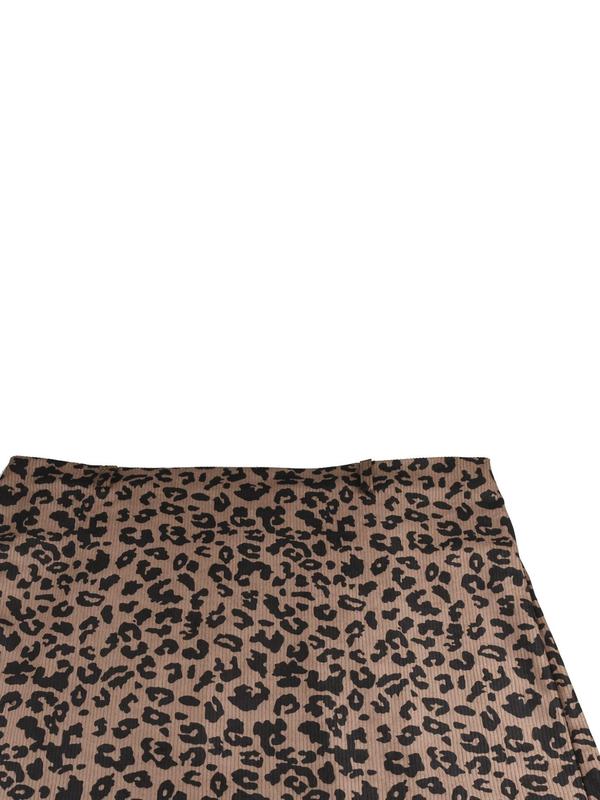  Leopard Print Corduroy A Line Skirt, Casual Fashion Mini Skirt for Daily Outdoor Wear, Women Clothing for Fall & Winter