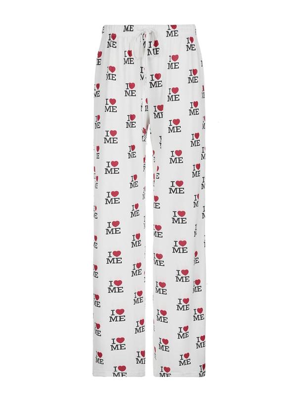 Women's Letter & Heart Print Drawstring Waist Jogger Pants, Casual Comfy Trousers for Daily Wear, Ladies Bottoms for All Seasons