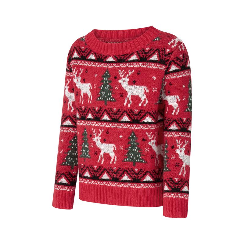 Matching Family Christmas Sweaters Long Sleeve Round Neck Reindeer Pullovers Knitted Tops