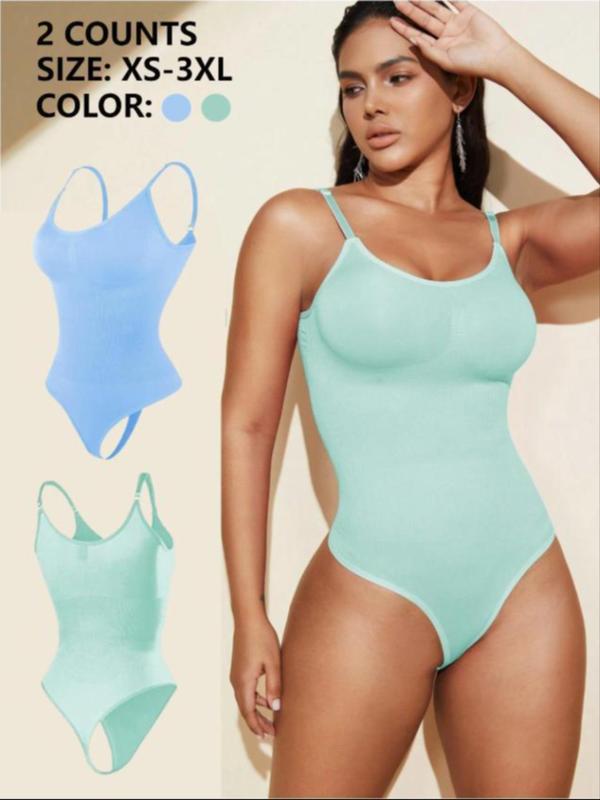 Women's Solid Color Push Up Shapewear Bodysuit, Hook & Eye Closure Crotch Tummy Control Shaper, Women's Shapewear for Daily Wear