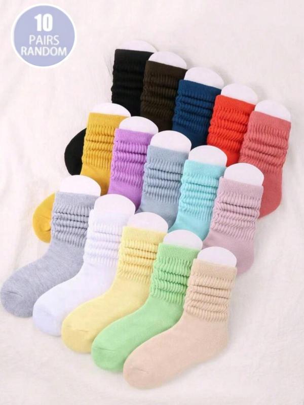 Women's Solid  Crew Socks, Casual Soft Comfy Breathable Socks for Daily Wear, Women's Socks for All Seasons