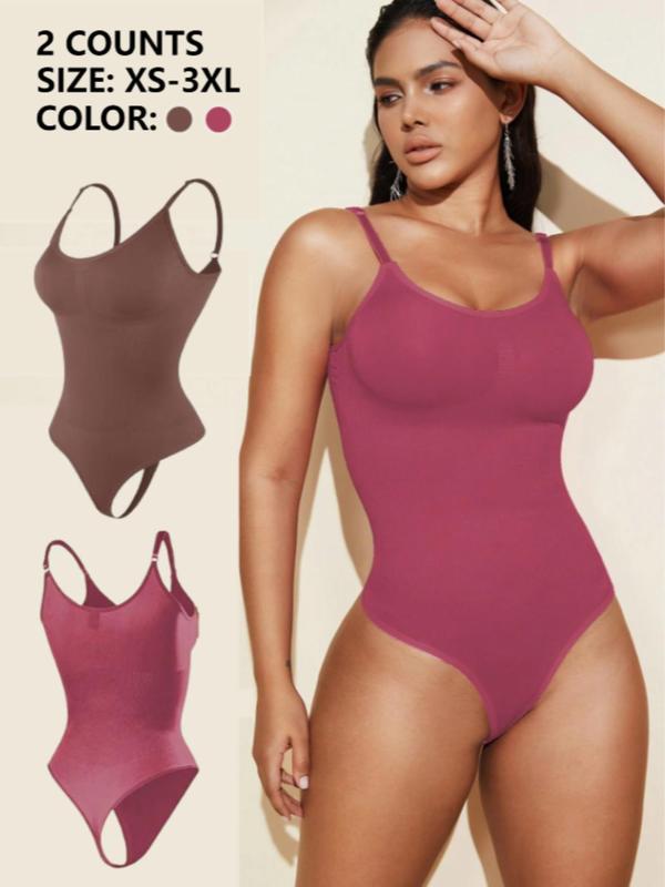 Women's Solid Color Push Up Shapewear Bodysuit, Hook & Eye Closure Crotch Tummy Control Shaper, Women's Shapewear for Daily Wear