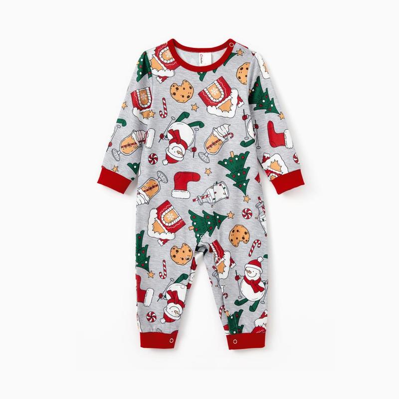 PatPat Christmas Pajamas Family Matching Allover Gingerbread House Pattern Pajamas Sets