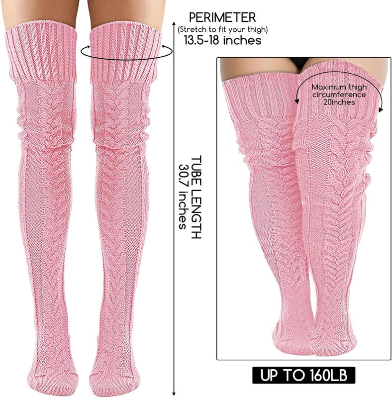 Women's Cable Knitted Boot Socks Thigh High Socks Extra Long Winter Thick Stockings Over  Leg Warmers Fuzzy 2024