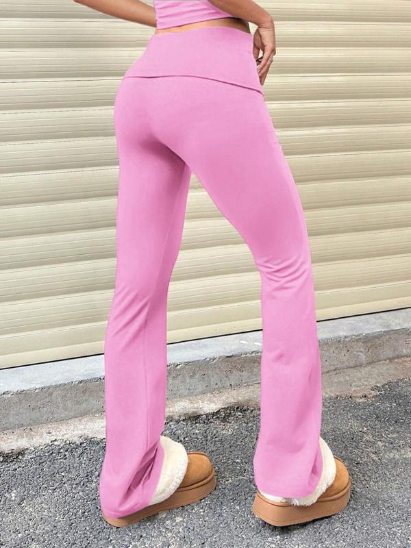 Solid Flare Leggings for Women, Casual Comfy Bell Bottom Trousers for Daily Wear, Pants for Women, Ladies Bottoms for Summer Gym Clothing