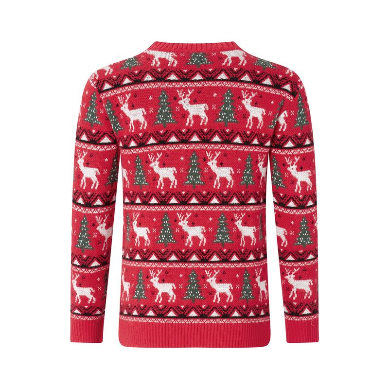 Matching Family Christmas Sweaters Long Sleeve Round Neck Reindeer Pullovers Knitted Tops