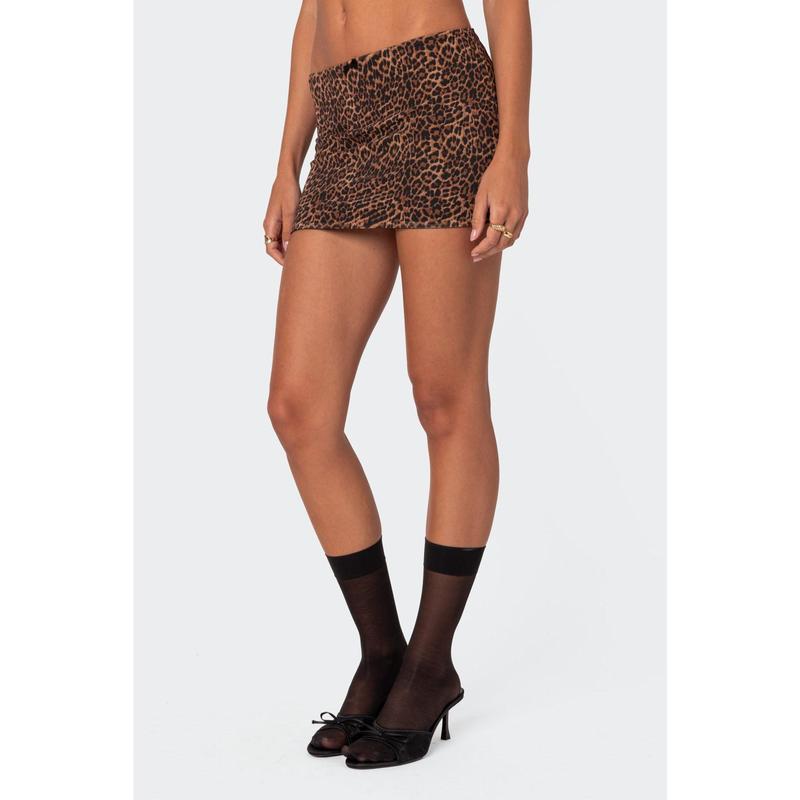 Edin Leopard Print Mesh Mini Skirt