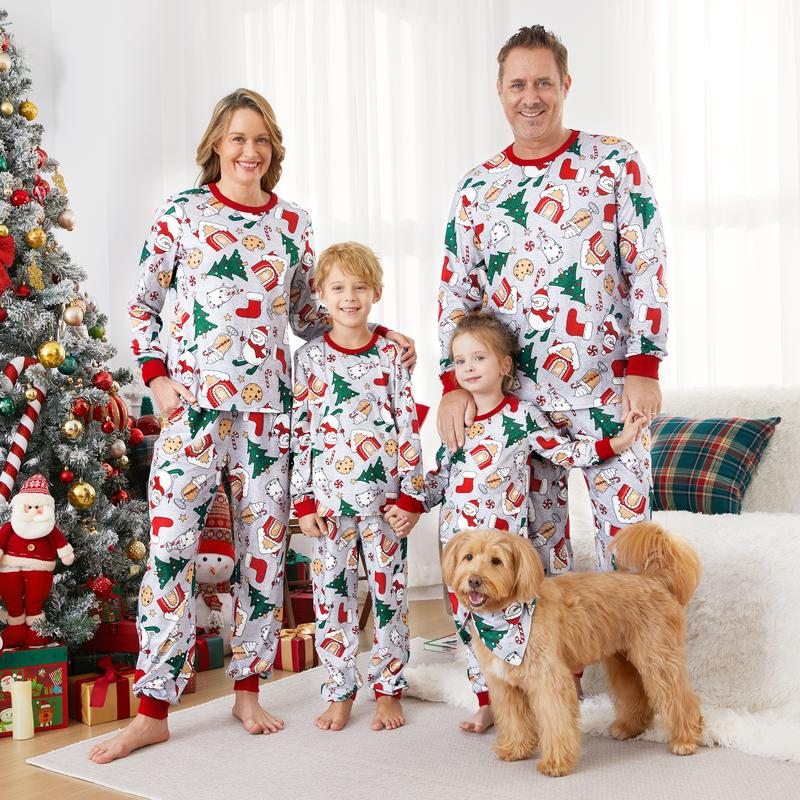 PatPat Christmas Pajamas Family Matching Allover Gingerbread House Pattern Pajamas Sets