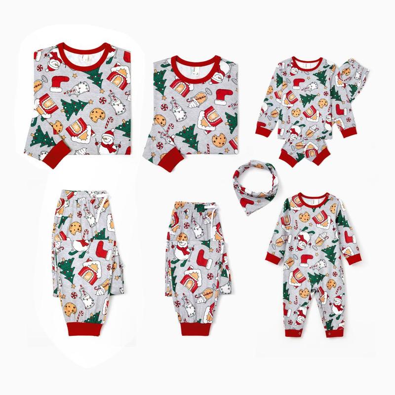 PatPat Christmas Pajamas Family Matching Allover Gingerbread House Pattern Pajamas Sets