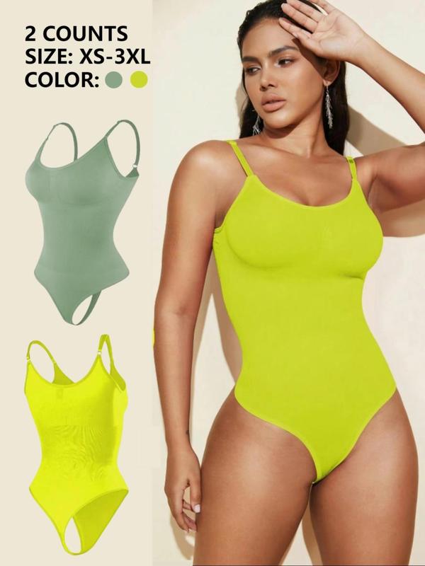 Women's Solid Color Push Up Shapewear Bodysuit, Hook & Eye Closure Crotch Tummy Control Shaper, Women's Shapewear for Daily Wear