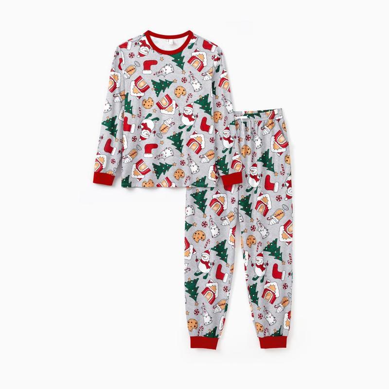 PatPat Christmas Pajamas Family Matching Allover Gingerbread House Pattern Pajamas Sets